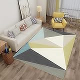 Xiaosua Teppiche Hygroskopisch Teppichs Alon Blau Gelb Dreieck Geometrisches Muster Teppich Studie Langlebig Deko Outdoor Terrasse 100X160Cm Carpet Wohnzimmer Blau 3Ft 3.4''X5Ft 3''