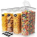 KICHLY Müslibehälter Aufbewahrung – Müslispender & Lebensmittelaufbewahrungsbehälter für Speisekammer-Organisation und Aufbewahrung – Kanister-Sets für Küchentheke (Klar, 4er-Pack)