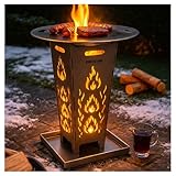FireDesire Feuerkorb 80cm + Grillplatte + Ascheschale, Feuertonne, Feuerschale, Grilltonne, Ofen, Terassenofen, Grill, Stahlkorb, Plancha, Gartenfeuer