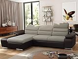 Vente-unique-Ecksofa mit Schlaffunktion & Bettkasten - Ecke Links - Beige & Braun - MIRABEAU