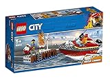 LEGO 60213 City Feuerwehr am Hafen Set mit Wasserkanone und Feuerwehr Minifigur, Badespielzeug für 5-Jährige