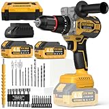 21V Akkuschrauber 140Nm Bürstenloser Akku Schlagbohrschrauber, 2 x 4.0Ah Akkus, Kompatibel mit Makita 18V Akku, 2-Gang Akkuschrauber mit Schlagbohrfunktion, 20+3 Drehmomentstufen, 13mm Bohrfutter, LED
