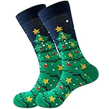 10 Paar Unisex-Weihnachtssocken mit weichem Druck, mittelgroße Strümpfe, Wintersocken Halbsocken Herren (B, One Size)