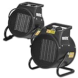 HECHT Keramik Heizstrahler (NEU) – Tragbare Heizer mit 2000W oder 3000 Watt – Thermostat – Überhitzungsschutz – allergikerfreundlich – leise – Elektroheizkörper für z.B. Wohnzimmer, Badezimmer, Büro
