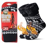 JARSEEN Warme Winter Thermosocken mit Vollplüsch und Wolle Dicke Weiche Stiefel Socken Damen Herren (36-42, Schwarz Hirsch)