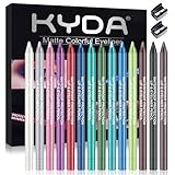 KYDA 14 Farben Lidschatten Eyeliner Stift Set, Metallic Eyeliner Gel Stift für Frauen Eye Liner Professionelles Augen Makeup Set