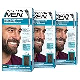 Just For Men Schnurrbart & Bart Färbe Dunkelbraun, Bart Farbe, Tönung, Bartfarbe, Eliminiert Graue Haare Für Ein Volleres Aussehen, Mit Applikatorpinsel - M45 3er Pack (3x28.4g)