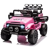 Kinder Elektroauto, 12V Elektroauto für Kinder Mit Fernsteuerung, Musik & LED & Radio & Hupe & Bluetooth, 3 Geschwindigkeiten, Elektroauto Kinder Ab 3 Jahre