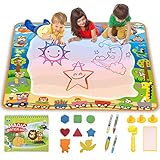 lenbest Aqua Magic Doodle Matte - 100×100cm Wasser Doodle Matte XXL - Malmatte mit 4 Wasserstift - Große Wassermalmatte - Spielzeug Kinderspielzeug ab 1 2 3 4 Jahre - Weihnachtsgeschenke