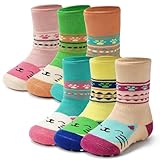 Rutschfeste Babysocken, dick, für den Winter, warme Socken mit Griffen für Babys, Baumwollsocken, Multipack, 6 Paar, Mix Cat, 2-4 Years