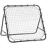 HOMCOM Fußball Rebounder Kickback Tor – Verstellbare Rückprallwand für Fußballtraining, Metallrohr mit PE-Gewebe, 96 x 80 x 96 cm Schwarz
