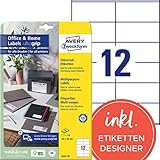 AVERY Zweckform 3424-10 Adressaufkleber (120 Etiketten, 105x48mm auf A4, FSC, bedruckbareAbsenderetiketten, selbstklebende Klebeetiketten mit ultragrip, ideal fürs HomeOffice) 10 Blatt, weiß