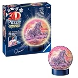 Ravensburger 3D Puzzle 11843 - Nachtlicht Puzzle-Ball Pferde am Strand - 72 Teile - ab 6 Jahren, LED Nachttischlampe mit Klatsch-Mechanismus, Pferde Geschenk