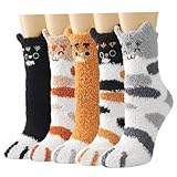 ILovDaisy Kuschelsocken Damen 5 Paare Warme Flauschige Socken, Weihnachtssocken, Dicke Wintersocken Haussocken, Kuschel Bettsocken Schlafsocken Thermosocken für Weihnachten als Geschenke