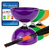 Juggle Dream Carousel Diabolo Jonglierset - Dreifach-Kugellagerachse - mit Superglas-Handstäben und Online-Lernvideo - Jonglieren (Violett)