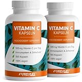 Vitamin C hochdosiert - 730 Kapseln - 500 mg Vitamin C gepuffert - hochwertiges Calcium-Ascorbat optimal hochdosiert - laborgeprüft mit Zertifikat - 100% vegan 2x 365 Kapseln
