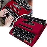 Klassische manuelle Schreibmaschine (rot) Art Deco Vintage Design mit Ganzmetall-Konstruktion, authentisches Retro-Tipperlebnis für handgeschriebene Buchstaben, kreatives Schreiben, Scrapbooking, DIY