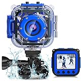 PROGRACE Children Kids Camera Waterproof Digital Video HD Action Camera 1080P Sports Camera Camcorder DV for Boys Girls Birthday Gifts Learn Camera Toy 1.77 Inch LCD Screen
