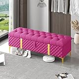 Luxuriöse, gepolsterte Polsterbank mit Stauraum, mit Truhe, Rosa, modernes Schlafzimmer-Ende des Bettes (Größe: 60 x 40 x 45 cm)