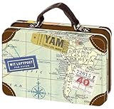 Moses. Fernweh Mini-Reisekoffer im Reisedesign, Deko-Koffer, Geldgeschenk-Verpackung Hochzeit & Reise, Metall mit Lederhenkel, Maße: 10,5 cm x 7,3 cm