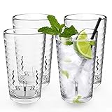 ALIMOTA Trinkglas Stapelbare Camping Gläser Trinkgläser im 4er Set - Kunststoff Gläser– Bruchfest, Geeignet für kalte und heiße Getränke, Spülmaschinenfest für Familie, Party und Restaurant (385 ml)