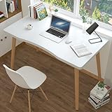 Home-Office-Schreibtisch, 100 x 60 x 73 cm, nordischer Stil, Holzschreibtisch mit ergonomischem Rand, geräumiger Schreibtisch, quadratischer Ecktisch, Studententisch für Schlafzimmer, einfache Montage