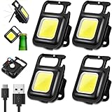 Miavogo Mini Taschenlampe Schlüsselanhänger,4 Stück,Extrem Helle Led Taschenlampe 1000 Lumen, Kleine Starke Taschenlampe USB Aufladbar, Arbeitsleuchte mit Magnet, Inspektionsleuchten