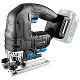 HÖGERT TECHNIK Akku-Pendelhubstichsäge 18V, bürstenloser Motor, kabellos, 0-2600 U/min, 26mm Klingenhub, 4-stufige Blattschwingung, ohne Akku, werkzeugloser Klingenwechsel, LED, Aluminium-Sockel