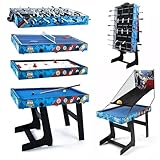 HLC Multi Game Kombinationstisch Set 5 in 1 Pool-Billardtische, Tischtennisplatte, Tischfußball, Rutschenhockey, Basketballschießen, Eltern- interaktiv, Ferien-/Geburtstagsgeschenke für Kinder