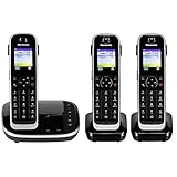 Panasonic KX-TGJ323GB Familien-Telefon mit Anrufbeantworter (schnurloses Telefon mit 3 Mobilteilen, strahlungsarm, Anrufschutz) schwarz