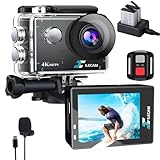Xilecam Action Cam 4K WiFi/2,4G Fernbedienung 2 * 1350mAh Akku wasserdichte Kamera Unterwasser 131FT 4*Zoom Unterwasserkamera und Multifunktionales Zubehör (X8000Pro)