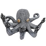 Sewroro Aquarium Oktopus Deko Figur Klein aus Harz mit Flachem Sockel Aquarien und Tischskulptur Schwarze Meerestier Dekoration für Aquarium und Wohndeko