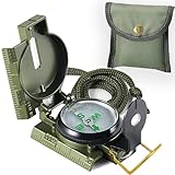 Militär Marschkompass mit Neigungsmesser & Nachtsicht | Wasserdichter Alu-Kompass mit Zielfernrohr, Vergrößerungslinse für Outdoor, Wandern, Bergsteigen, Camping. (G)