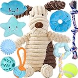 10 Stück Hundespielzeug Welpen Set, Plüsch Hundespielzeug Mit Quietscher, Hundespielzeug Ball, Quietschend Kauspielzeug für Kleine Hunde