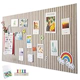 EUBSWA 120 x 90cm Große Filz Pinnwand Selbstklebend,vertikaler Streifen dekorative Pinnwand aus Filz,Filzboard, faltbare Fototafel Memotafeln Memo Boards Bulletin Board für Büro Küche,Dunkel Kamel