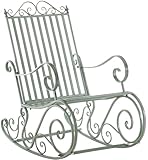 CLP Schaukelstuhl Relaxstuhl Smilla, wetterfest für Garten, Metallgestell, ergonomisch, Landhausstil, Outdoor Sessel, Farbe:antik-grün