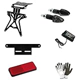 KOMPATIBEL MIT SUZUKI GSX R 750 SP KIT KENNZEICHENHALTER FÜR MOTORRAD + 2 LED BLINKER + KENNZEICHENLICHT + CATARIF + SUPP CATARIF ALLE LAMPA UNIVERSAL ZUGELASSEN