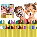 ACWOO 28 Farben Gesichtsfarbe Schminkstifte Bodypaint Schminkpalette für Faschingsschminke Fasching Schminke Karneval Halloween Körpermalfarben