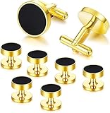 Diamday Herren Manschettenknöpfe Edelstahl Schwarz Rund Retro Smoking Manschettenknöpfe Klassischer Farbton Kit Hemd Anzug Manschettenknöpfe Kleidung Zubehör Hochzeit Business Abschlussfeier Geschenk