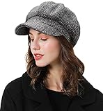 Superora Damen Schirmmütze Barett Winter Mütze Newsboy mit Schirm Cap Bakerboy, Schwarz, Einheitsgröße