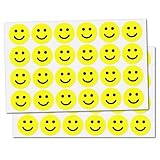 25mm Gelb Glücklich Gesicht Smile Aufkleber Sticker - 1800 Stück