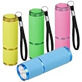 Kssvzz 4 Stück Mini LED Taschenlampe Mit 9 LED, Wasserdicht Klein Mit Gummigriff für Notfall, Outdoor, Camping