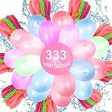 333 Stücke Wasserbomben Selbstschließend,9 Bündel mit je 37 Wasserbomben,60 Sekunden Schnellfüller Wasser Luftballons,Bunt Gemischt Wasser Luftballons für Geburtstagsfeier Strand Party
