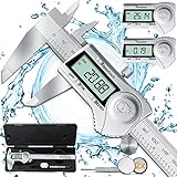 KESSER® Digital Messschieber Edelstahl 150mm LCD Display Inkl. Aufbewahrungsbox Ersatzbatterie Schieblehre Messlehre für Innen-, Außen feinste Abstände und Durchmesser IP54 Spritzwasserdicht
