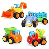 TINOTEEN Baby Spielzeugauto Spielsachen Baufahrzeuge Push and Go Reibungsgetriebenes Auto Spielzeug für 1 2 3 Jahr Kinder Kleinkinder