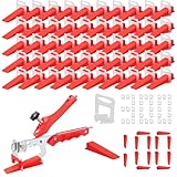 Flintronic Fliesen Nivelliersystem Set, 1 Fliesen Nivellierzange + 100 Keile Kunststoff + 300 Zuglaschen 3mm, Nivelierset Fliesen, Fliesenverlegehilfe Set, Fliesen Werkzeug für DIY and Profi