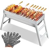 CIRULLI Tragbarer Holzkohlegrill aus Edelstahl–Kompakter,Klappbarer BBQ Grill für Camping,Garten und Balkon,outdoor grill,Camping grill (44x20x36cm) Kohlegrill