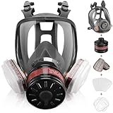 Gas-Vollmaske, wiederverwendbar, nukleares und chemisches Überlebensgas, mit Aktivkohlefilter 6001 cn und 40 mm gegen Gas/Staub/Dämpfe/Rauch für Produkte