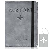 Reisepasshülle, Kunstleder Passhülle mit RFID-Blocker, Impfpass Hülle, Schutzhülle Tasche für Kreditkarten Damen Herren Reisepass Geschenk Passinhaberdeckel Karteninhaber, Ausweis und Reisedokumente