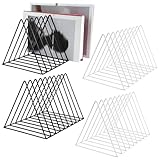 MOAMUN 4 Metall Zeitungsständer, 9 Slot Dreieck Schallplattenständer Zeitschriftenständer Zeitungshalter Bücherhalter, Stehsammler Zeitschriftenhalter für Home Office Buch CD Organiser(Schwarz Weiß)
